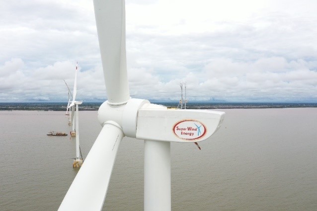A Super Wind Energy turbine in operation