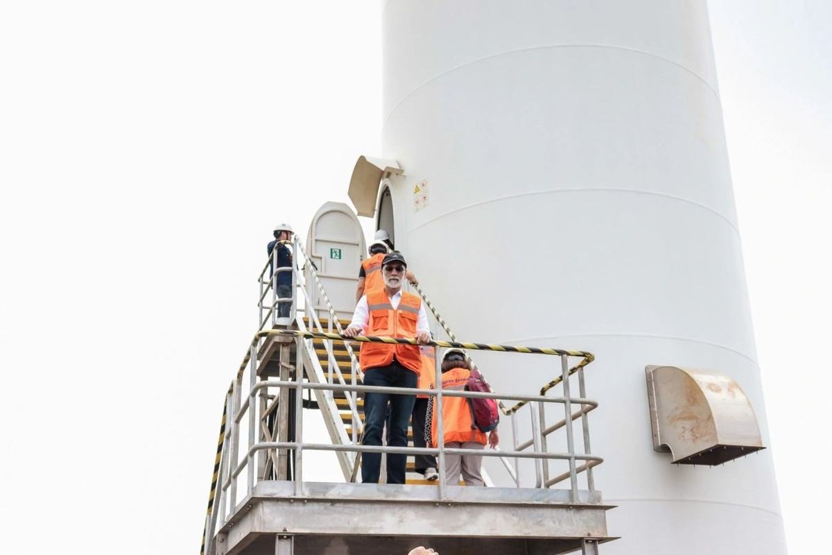 At the base of a wind turbine